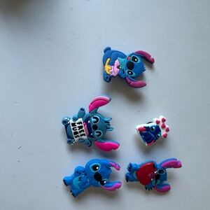 Disney Blue Pink Stitch Charms - Set of 5